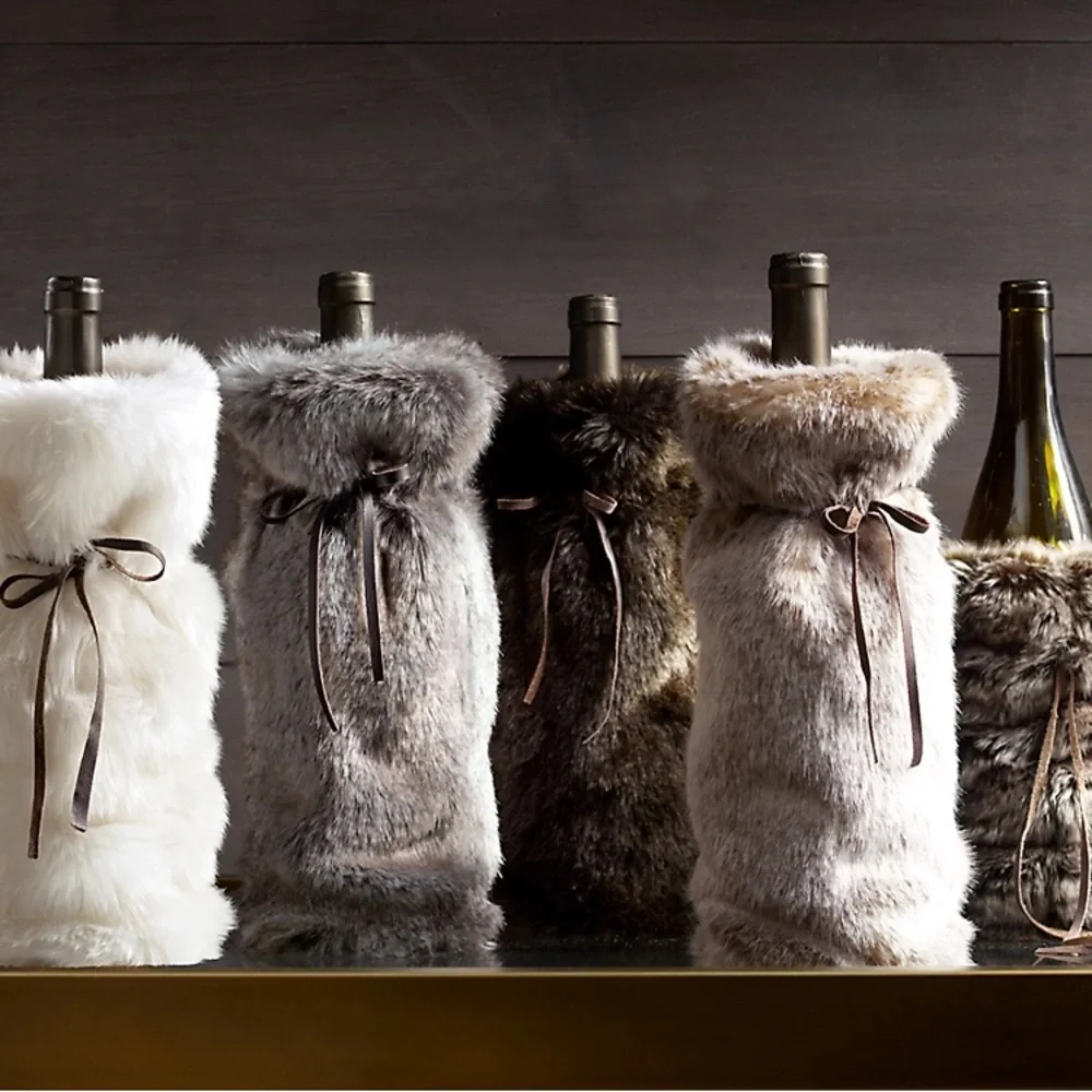 NWOT! Restoration Hardware Luxe Faux Fur Wine Bag